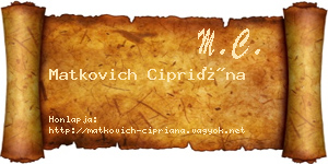 Matkovich Cipriána névjegykártya